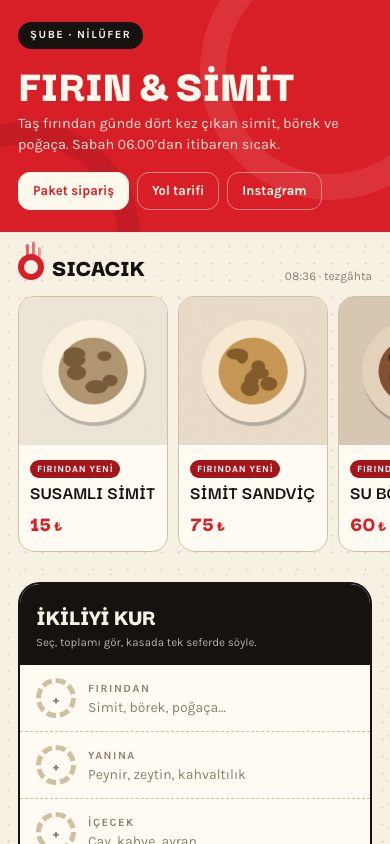 Halka teması: fırın ve simit zincirleri için QR menü